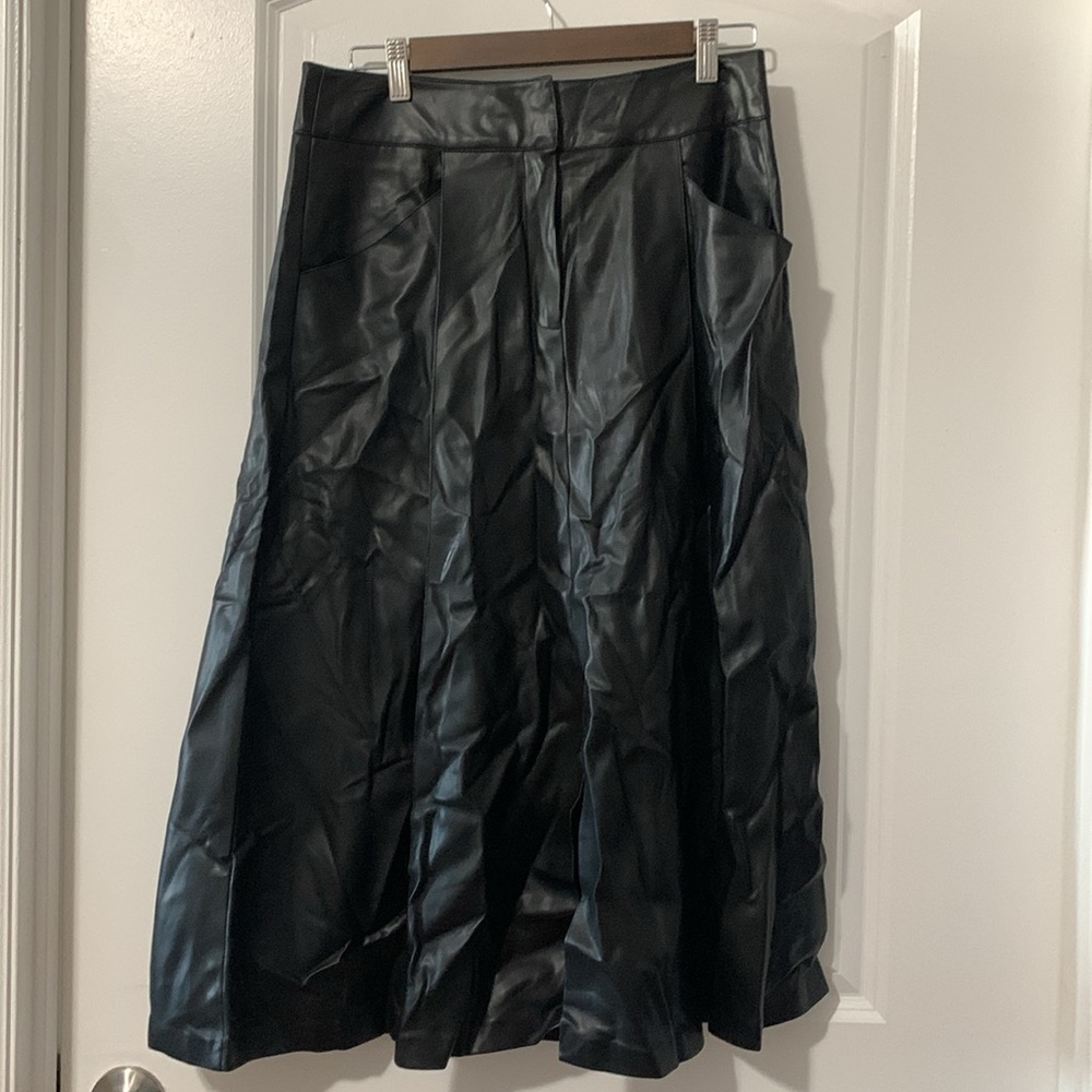Faux Leather Pleated Skirt